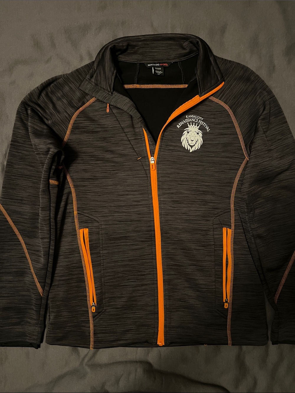 Kansas City Ren Fest Small Performance Zip Jacket - Charcoal with Orange